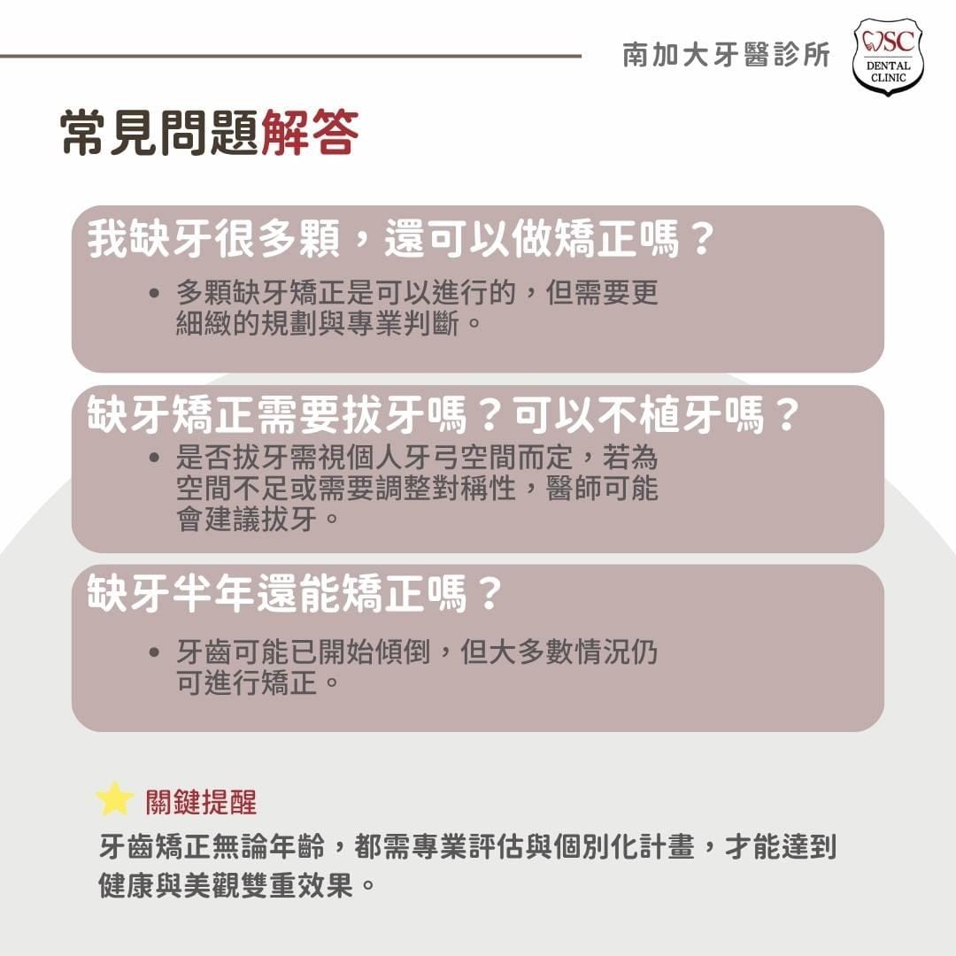 缺牙矯正該怎麼做?各部位缺牙矯正方式分享,缺牙矯正費用與案例詳細解說 3 常見問題解答